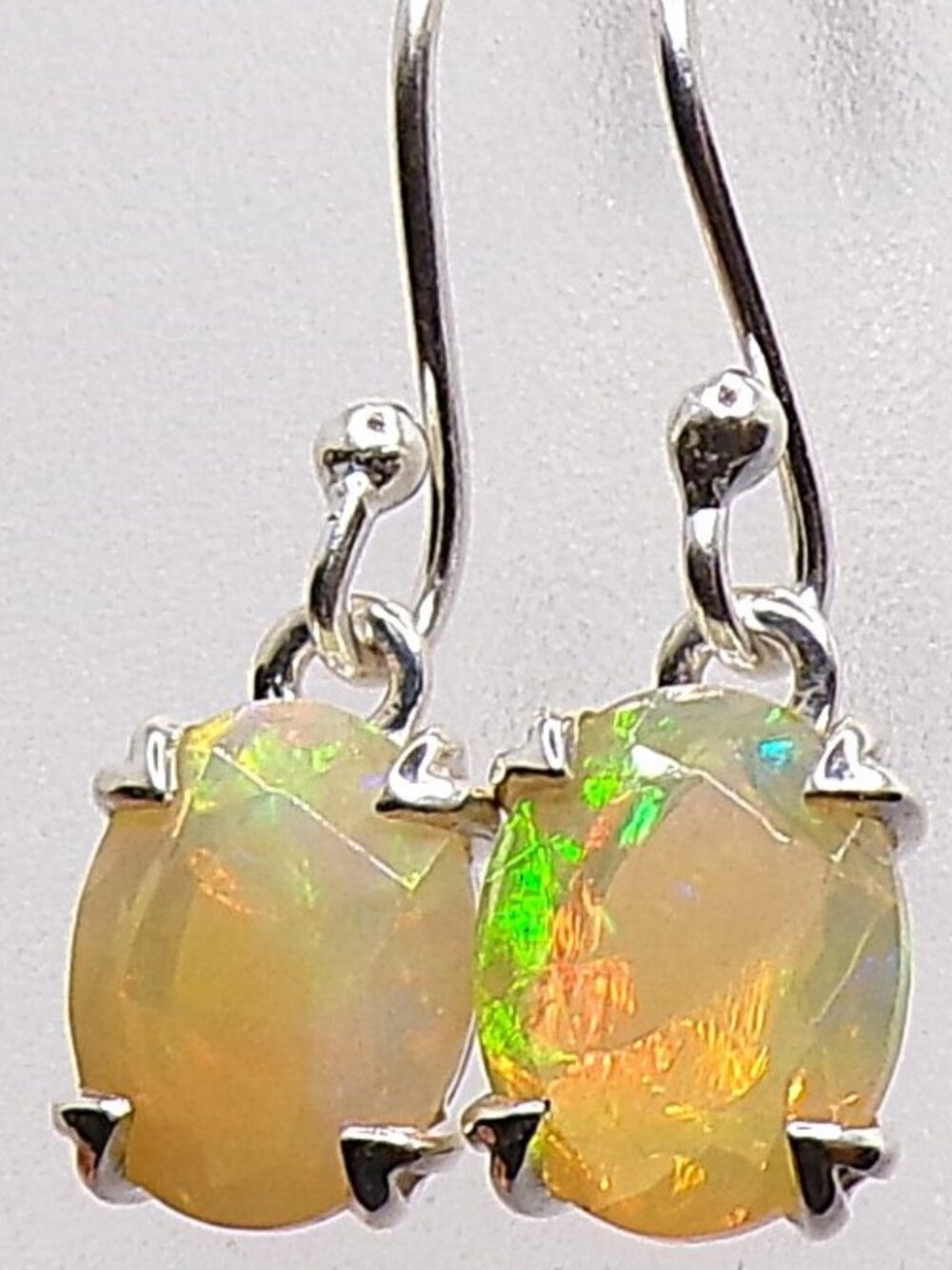 Genuine Ethiopian Opal Sterling Silver Dangling Earrings – Approx. 3 Carats TW